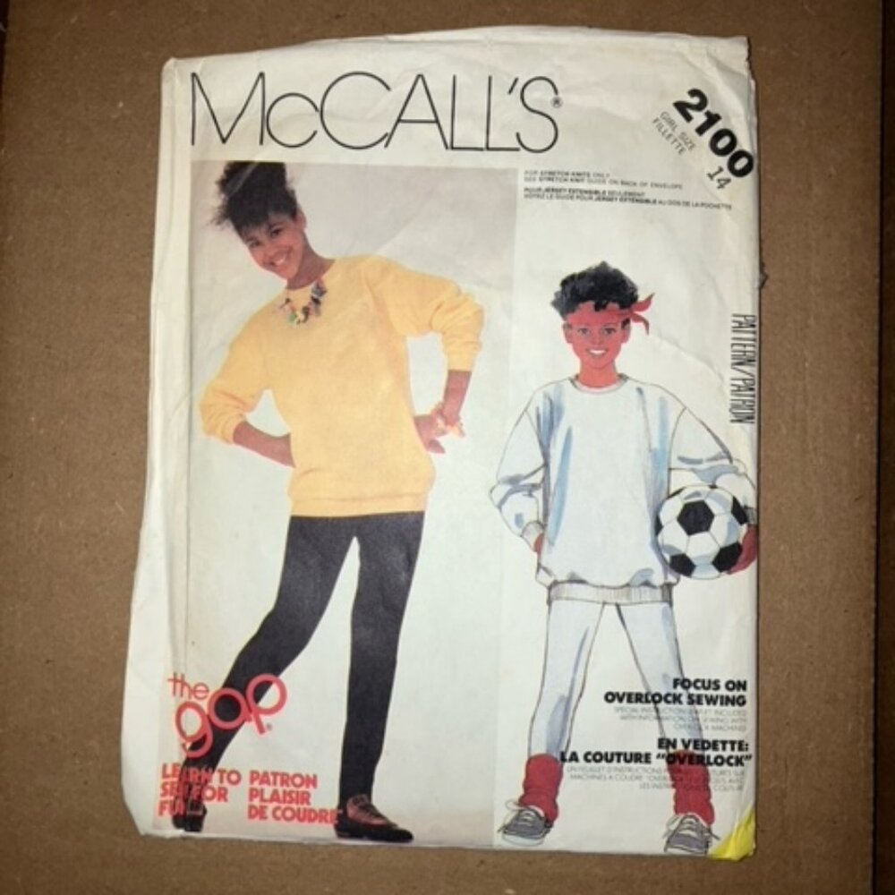 Vintage McCall's pattern for girls "The Gap" sweatshirt and pants size 14